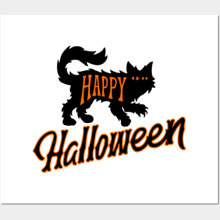 happy halloween cat Posters and Art